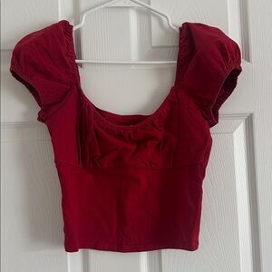 Hollister Red Puff Sleeve Crop Top